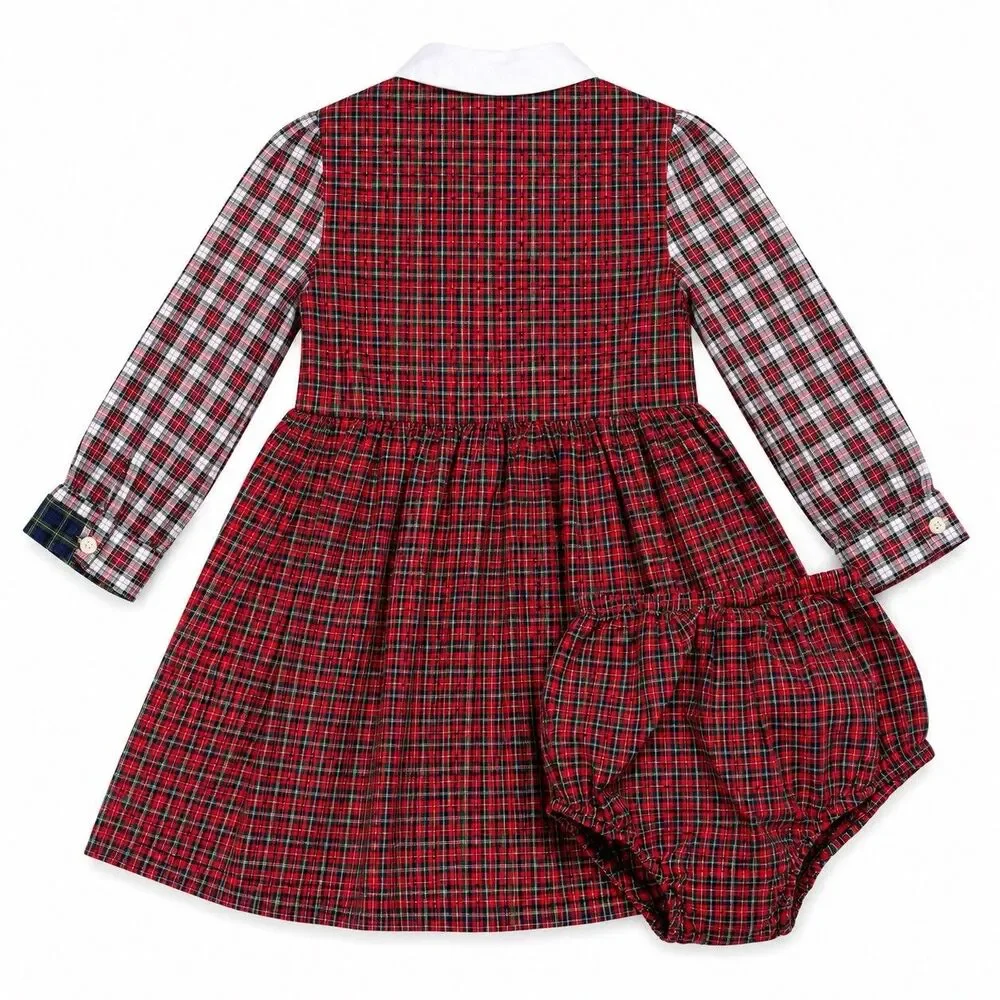 Ralph Lauren Baby Girl 18M Plaid Christmas Dress Bloomers Holiday Tartan